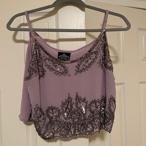 Purple beaded crop top